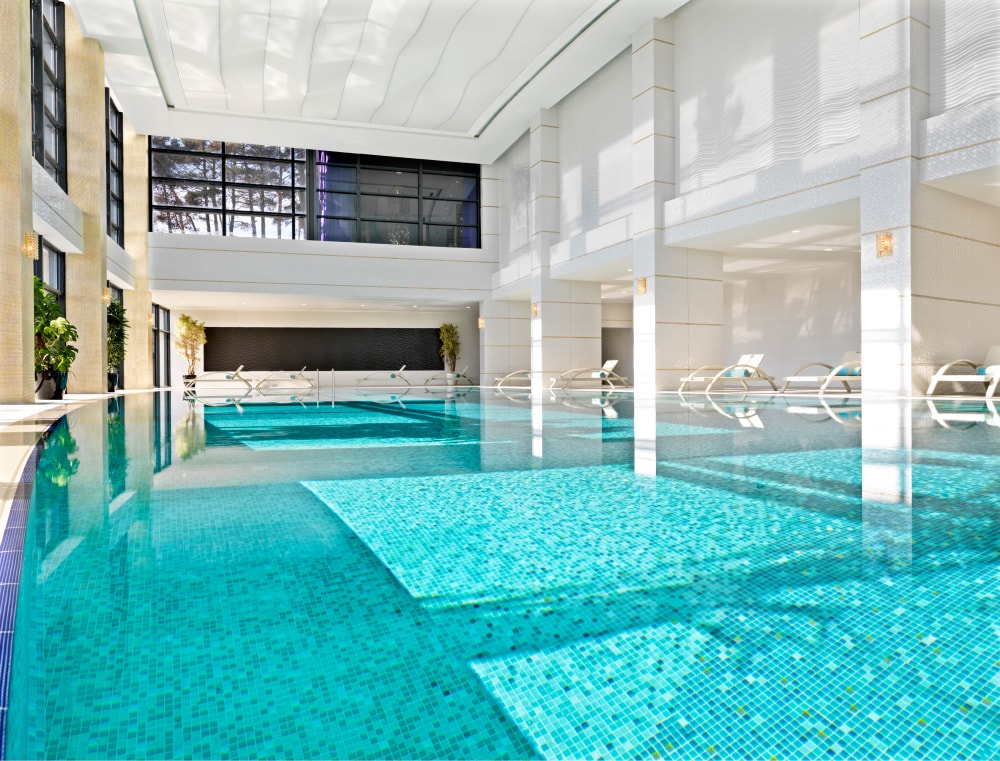 Indoor and outdoor resort pools